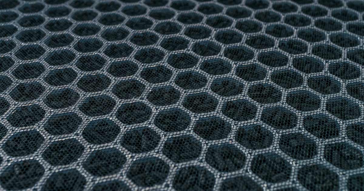 Close up of an air purifier's carbon filter