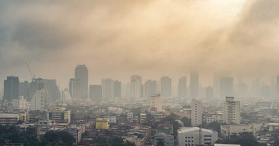 City skyline with a smoggy sky