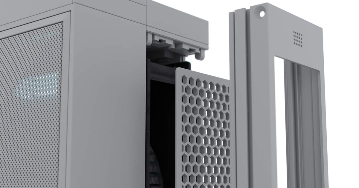 Image of "exploded" iAdaptAir HEPA UV Air Purifier to show functionality.
