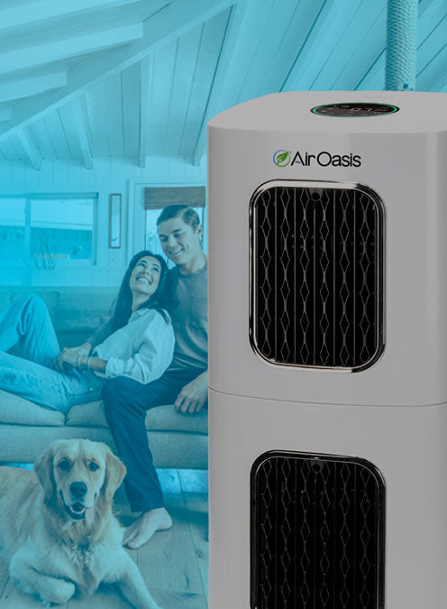 Family in a room with an air purifier