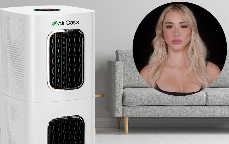 Mikhalia Peterson with an iAdaptAir HEPA air purifier