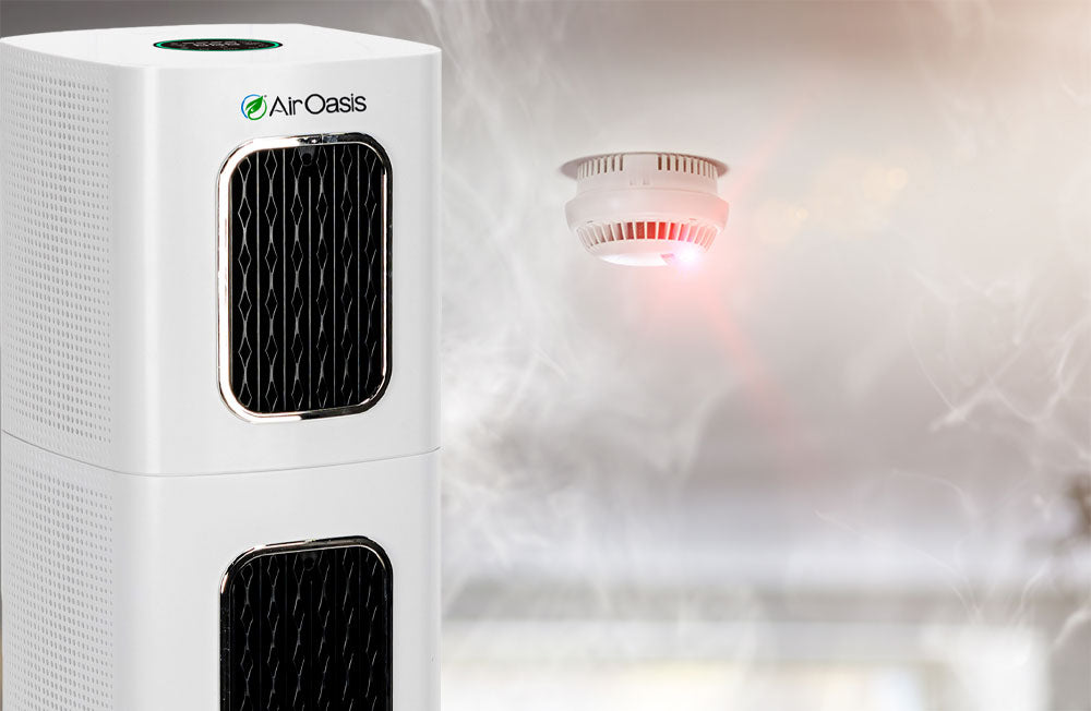 air purifier removing smoke from a house
